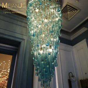 Zhongshan Premium Hanging Pendant Light Modern Blue Teardrop Cone Chandelier for Hotel Ballroom & Conference Room Lighting