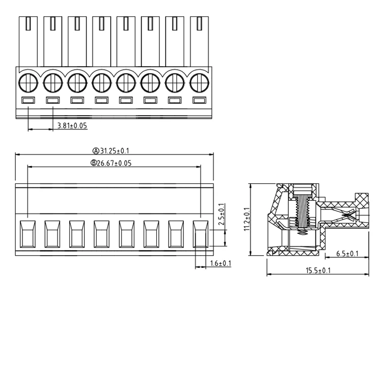 Power Distribution Terminal Block 35 Mm Pitch Electrical Multi Plug Connector Terminal Block 