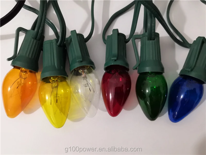 Best C7 Decorative Multicolor Transparent Incandescent Christmas Light Bulb 130 Volt 60HZ