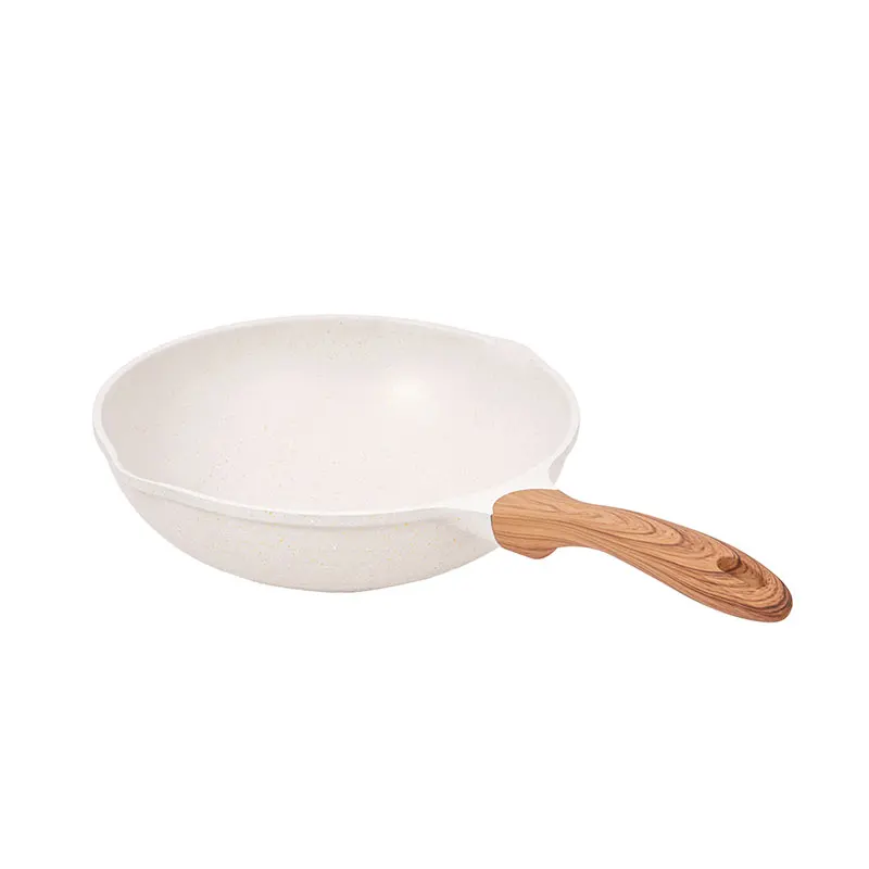 JEETEE OEM Wok Pan Die Cast Aluminum Non Stick Marble Stone Induction  Bottom Wok Pan White Granite Cooking Wok With Bakelite Lid - Buy JEETEE OEM  Wok Pan Die Cast Aluminum Non