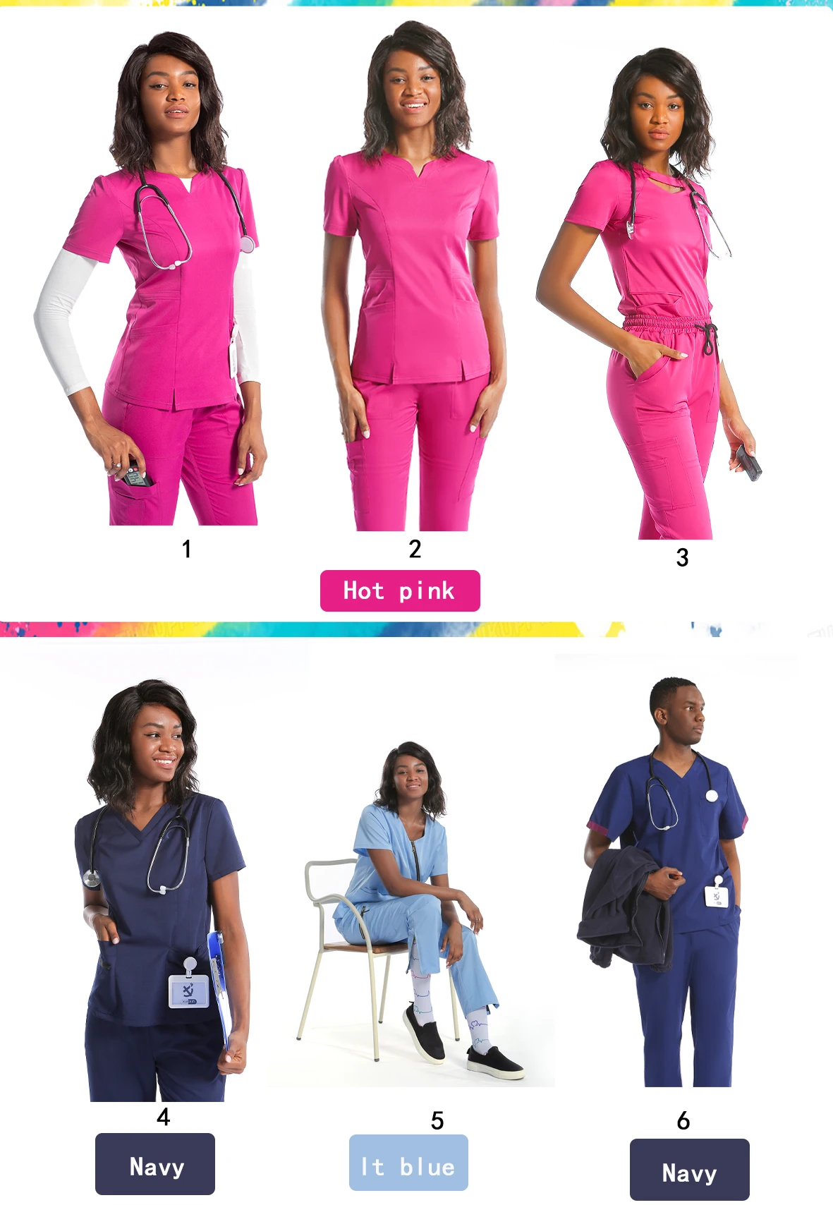 Oem Hospital Uniform Zip Reusable Stretchy Anti-bacterial Beautician Scrubs  Uniforms Nurse Uniform Medical Scrubs – HotScrubz llc