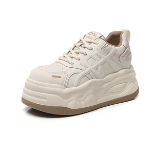 Winter Lace-up Korean-Style White Mesh Casual Shoes for Female Students Breathable Height Increasing Lightweight Durable