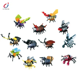Educational Toys New Assembling Building Blocks Children's 12 PCS Diy Creative  Insect Block Assembled Building Block Set