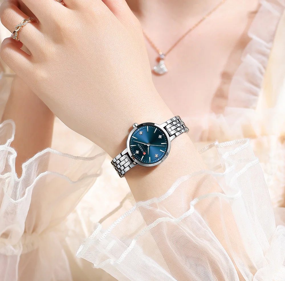 New CURREN 9106 Women Watches Fashion Women Casual Quartz Watch With Stainless Steel Female Clock Waterproof