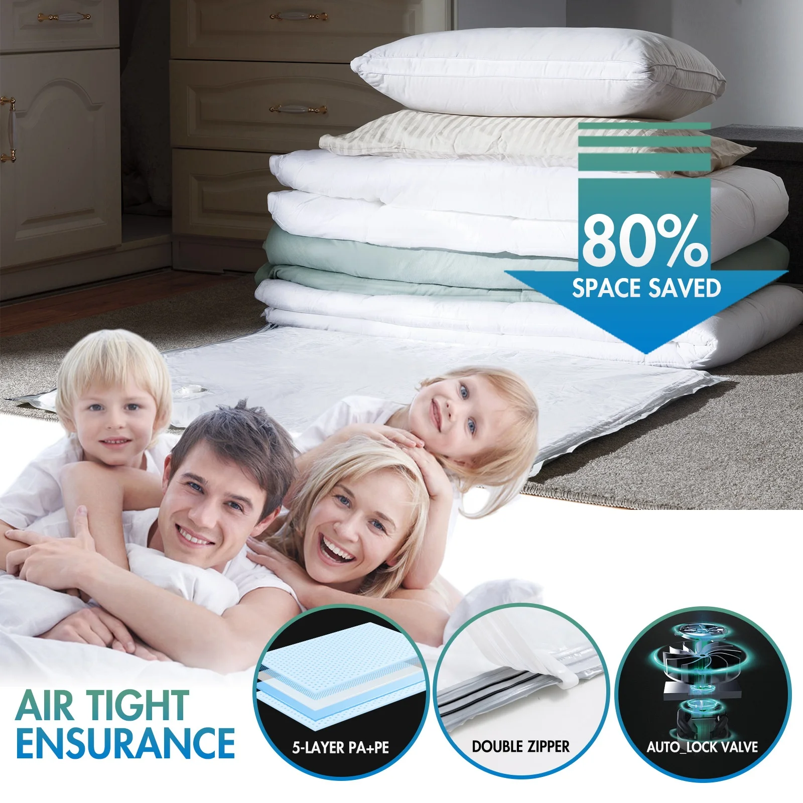 Factory Direct Custom Large Plastic Storage Bags for Travel Vacuum Clothing and Bedding Storage