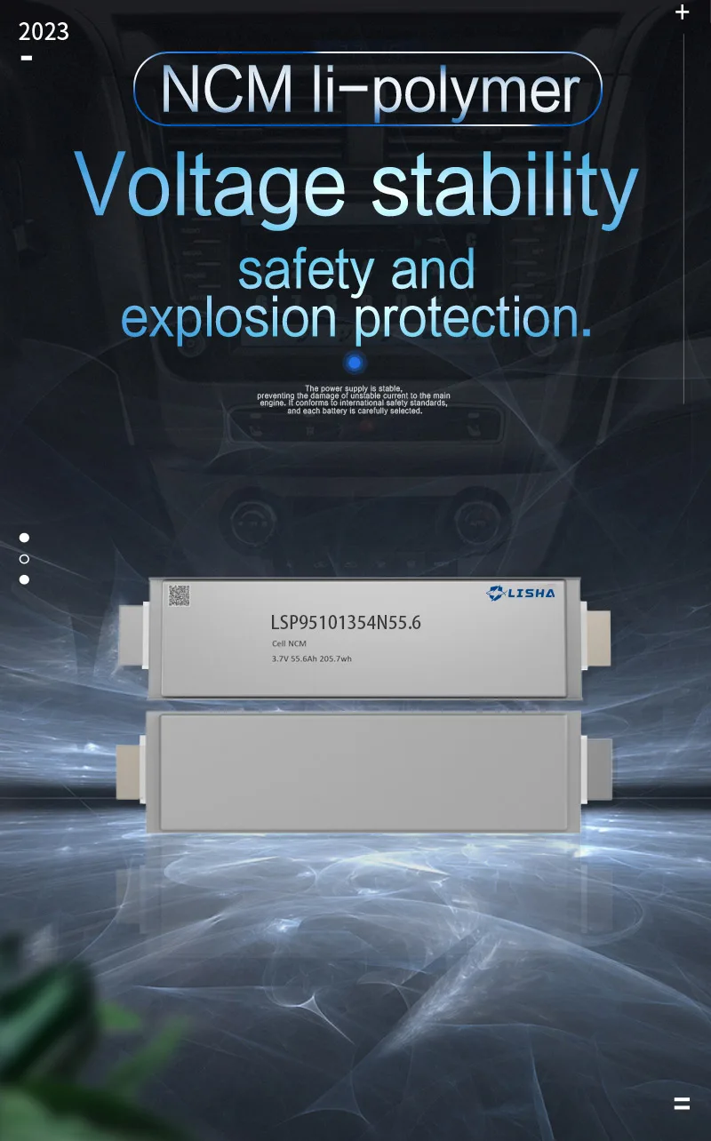 Lisha In Stock Hot Product Grade A Ncm Polymer 3.7v 55.6ah Pouch Cells Rechargeable Lithium Ion