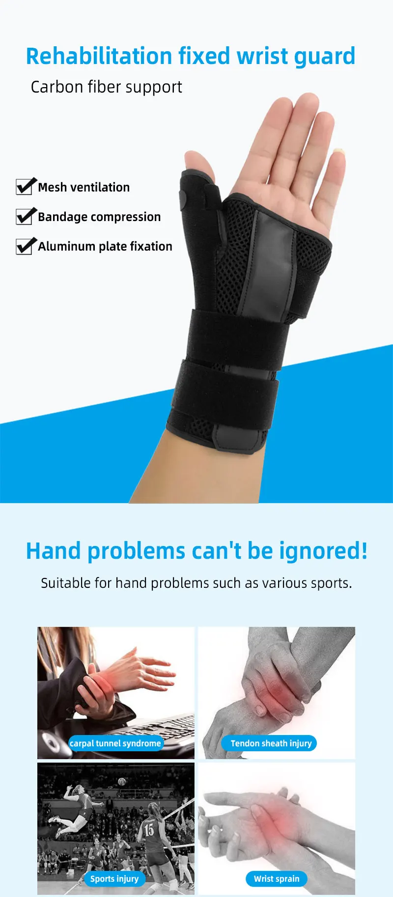 Adjustable Right Left Hand Wrist Splint Support Brace For Wrist Pain