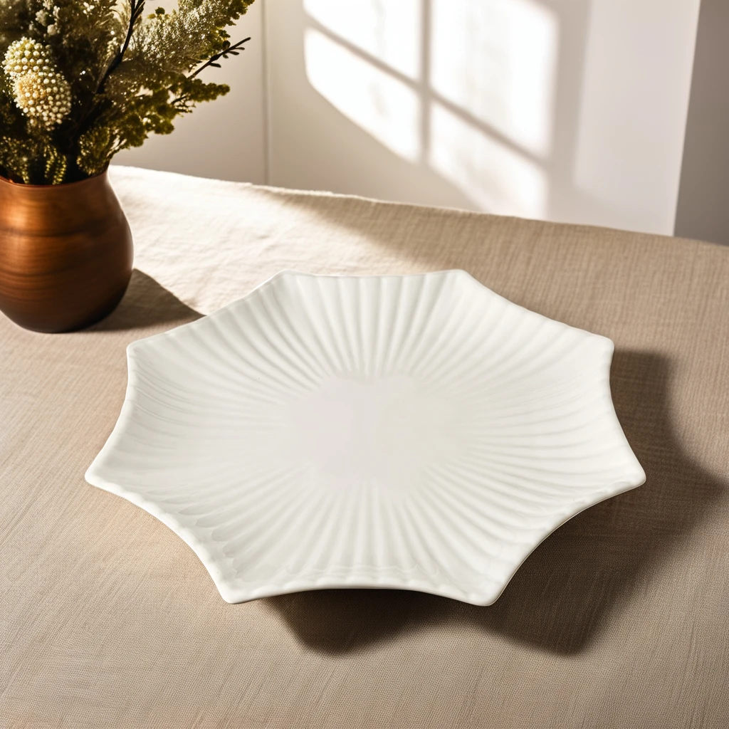2024 Modern Unique White Ceramic Tableware Starfish Shaped Serving Plates with Octagon Design for Wedding Home Decorative