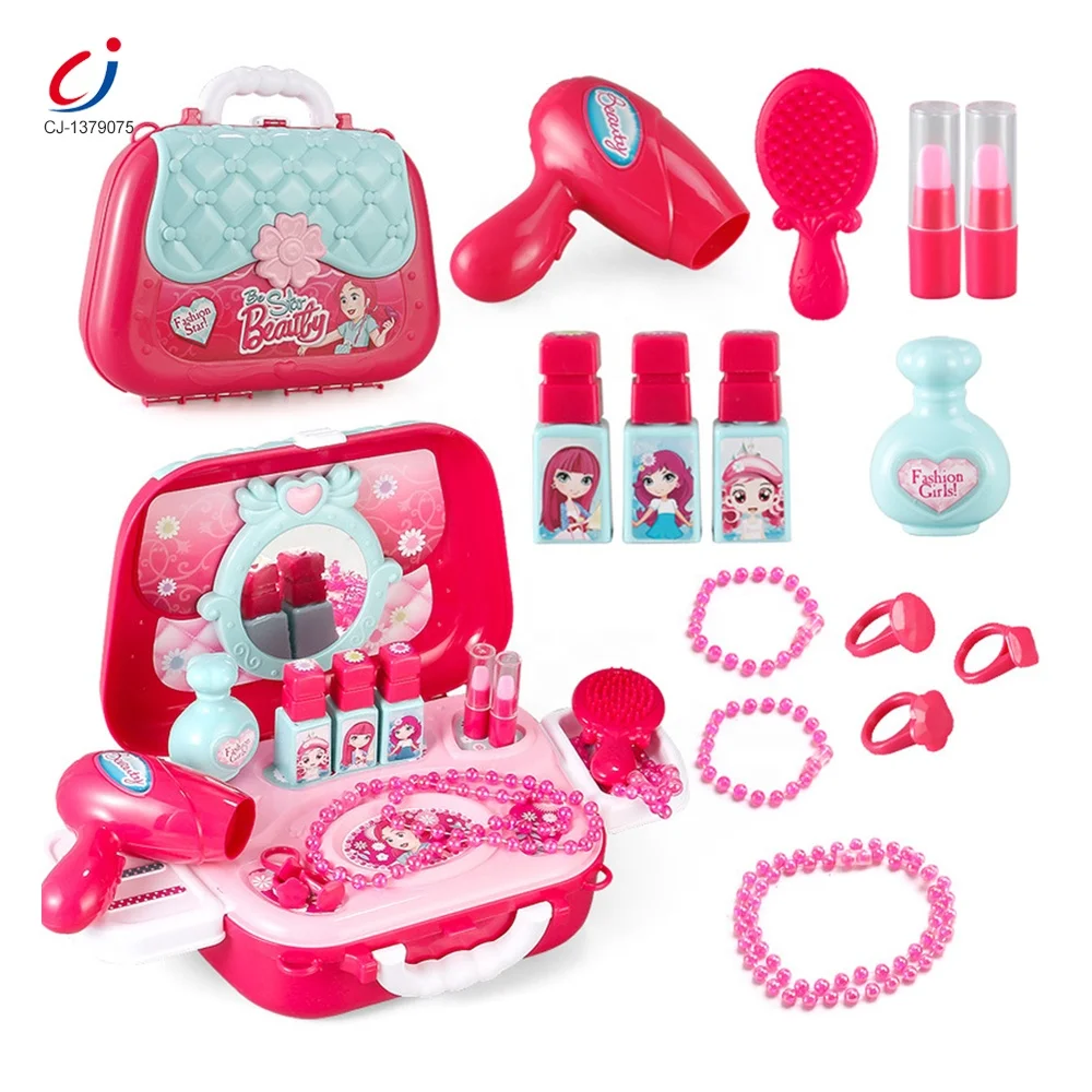 2 в 1 косметический комплект для ролевых игр набор макияжа игрушки девочек Оптовая продажа игрушек из Китая пластиковая косметичка сумка