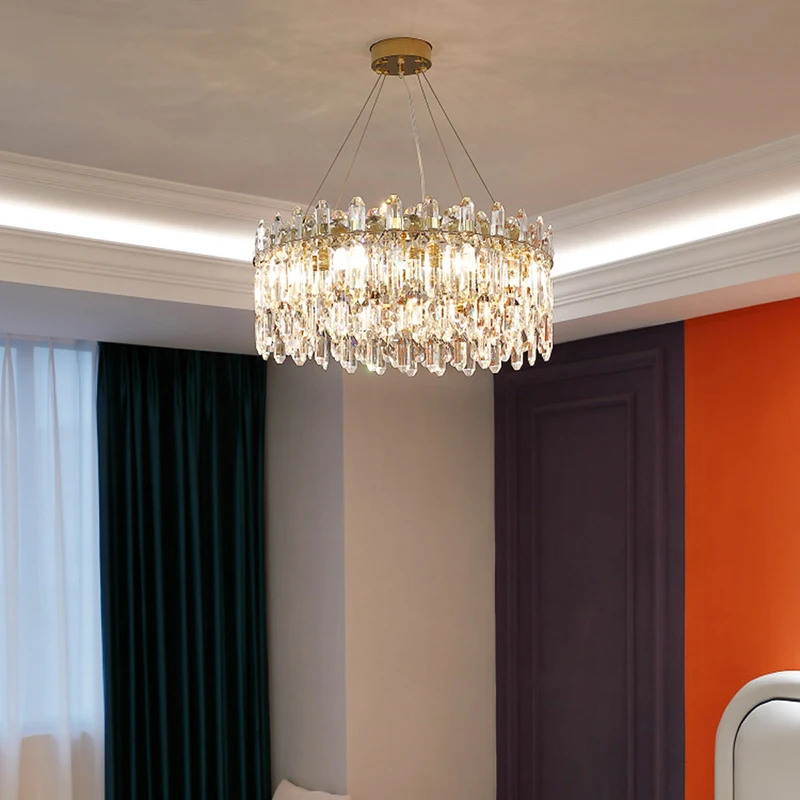 Спальня подвесное освещение украшение потолочный светильник современная светодиодная круглая роскошная хрустальная люстра