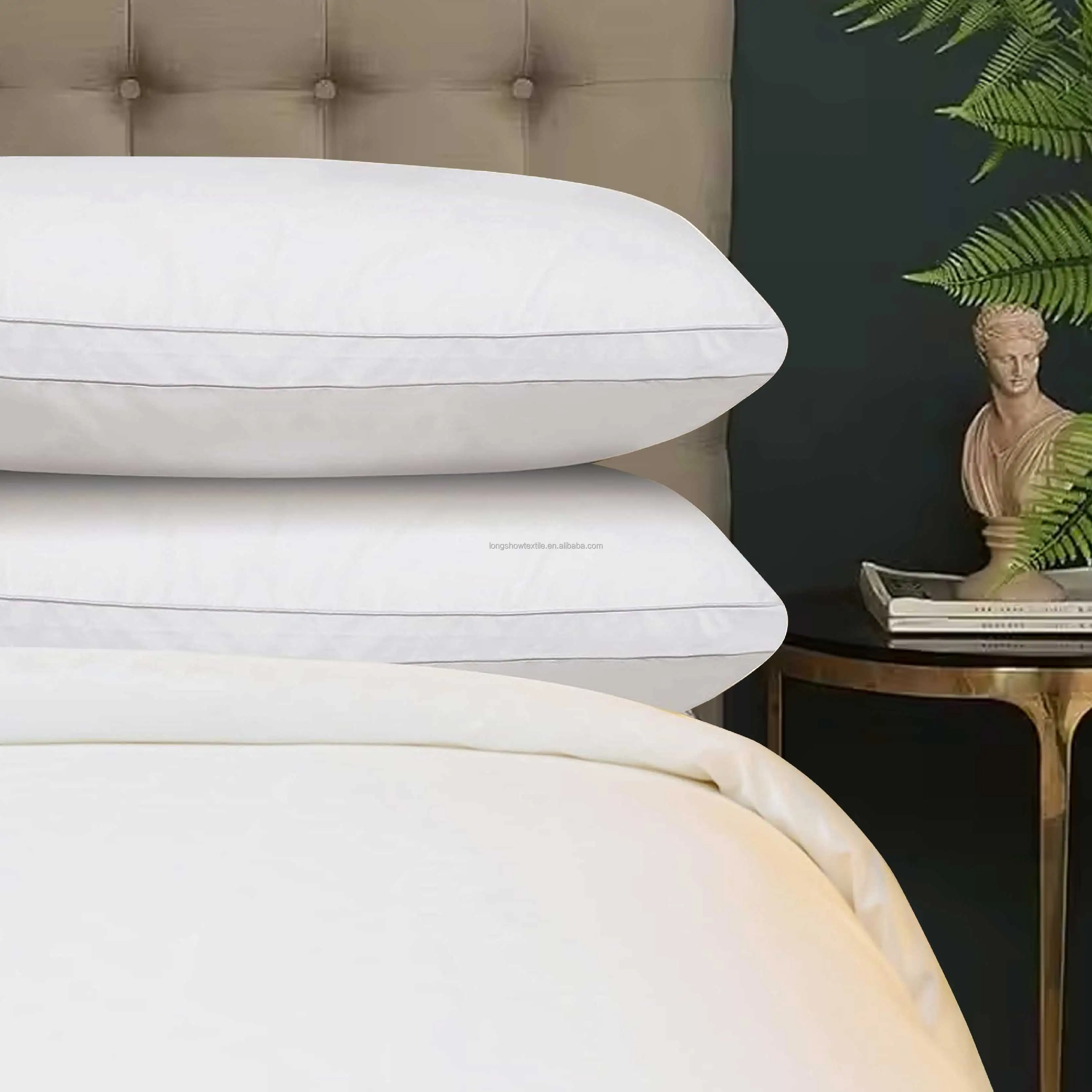 Hotel Quality Hilton Neck Pillow Solid Hypoallergenic Polycotton Cover Comfortable Standard Size Bed Pillows for Sleeping