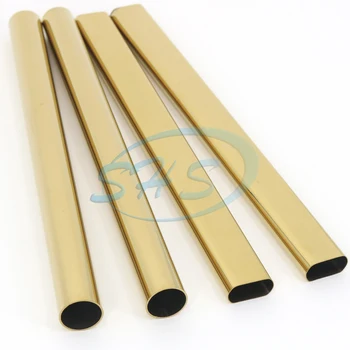 TP 201 304 316 stainless steel color pipes with mirror & golden surface PVD plated pipe for table shelf furniture etc