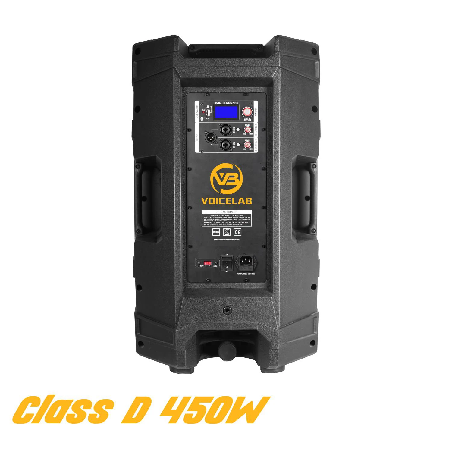 Chinese Factory VOICELAB PXD15-DM450A 15 Inch Full Range 2-Way Powered  Speakers Active Class D 450W Digital Power Amplifier