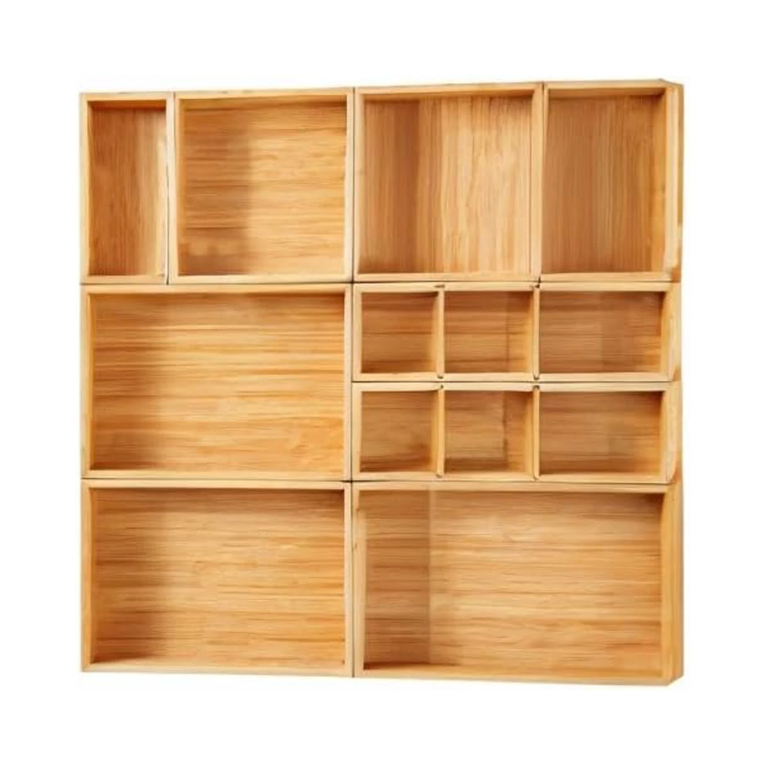 Wholesale Rectangle Multipurpose Set 9 Bamboo Storage Tray Drawer Organizer Box Utensils Makeup Jewelry Bathroom Desk