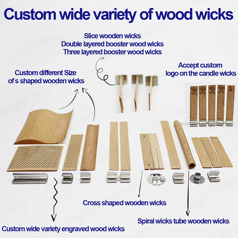 Cherry Wood Crackling Sound Custom Shape Wooden Wicks For Candle Wood