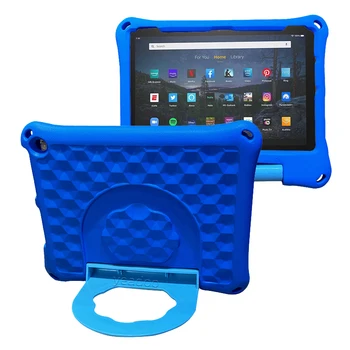 Soft EVA Foam Shockproof Rugged Cute Kids Tablet Case Covers With Rotating Handle Kickstand For Kindle Fire HD 10 plus 10.1 inch