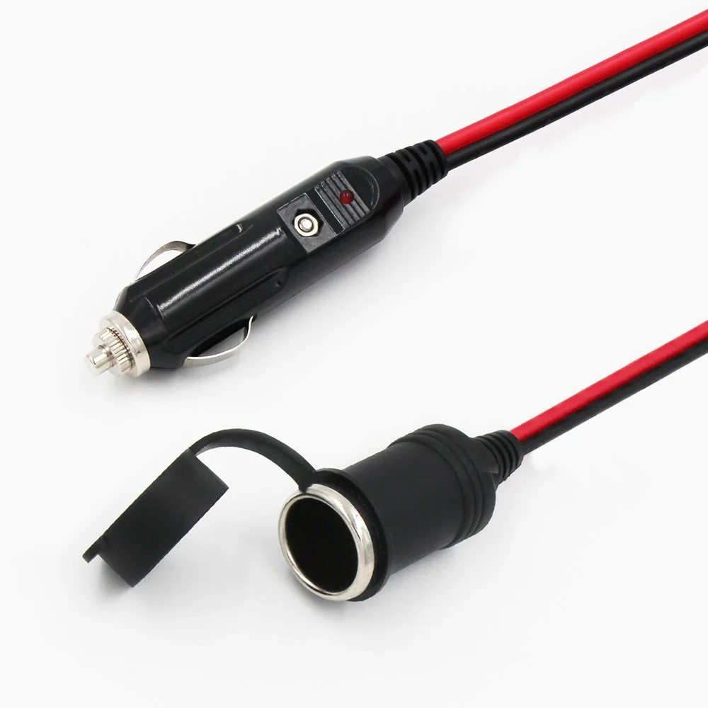 12v Car Motorcycle Custom Cigarette Fused Gps Male Cigarette Lighter Plug  to Socket Cables