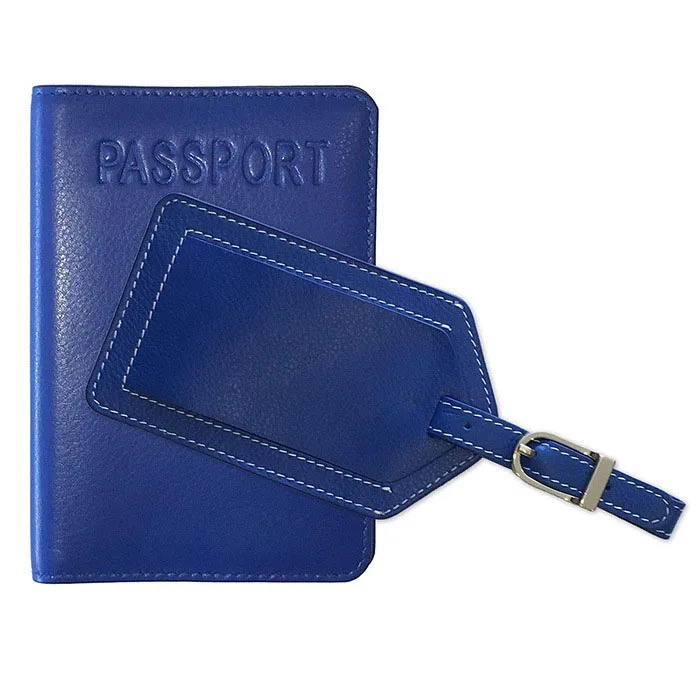 Customized Fake Leather Passport Holder and Luggage Tag Travel Set