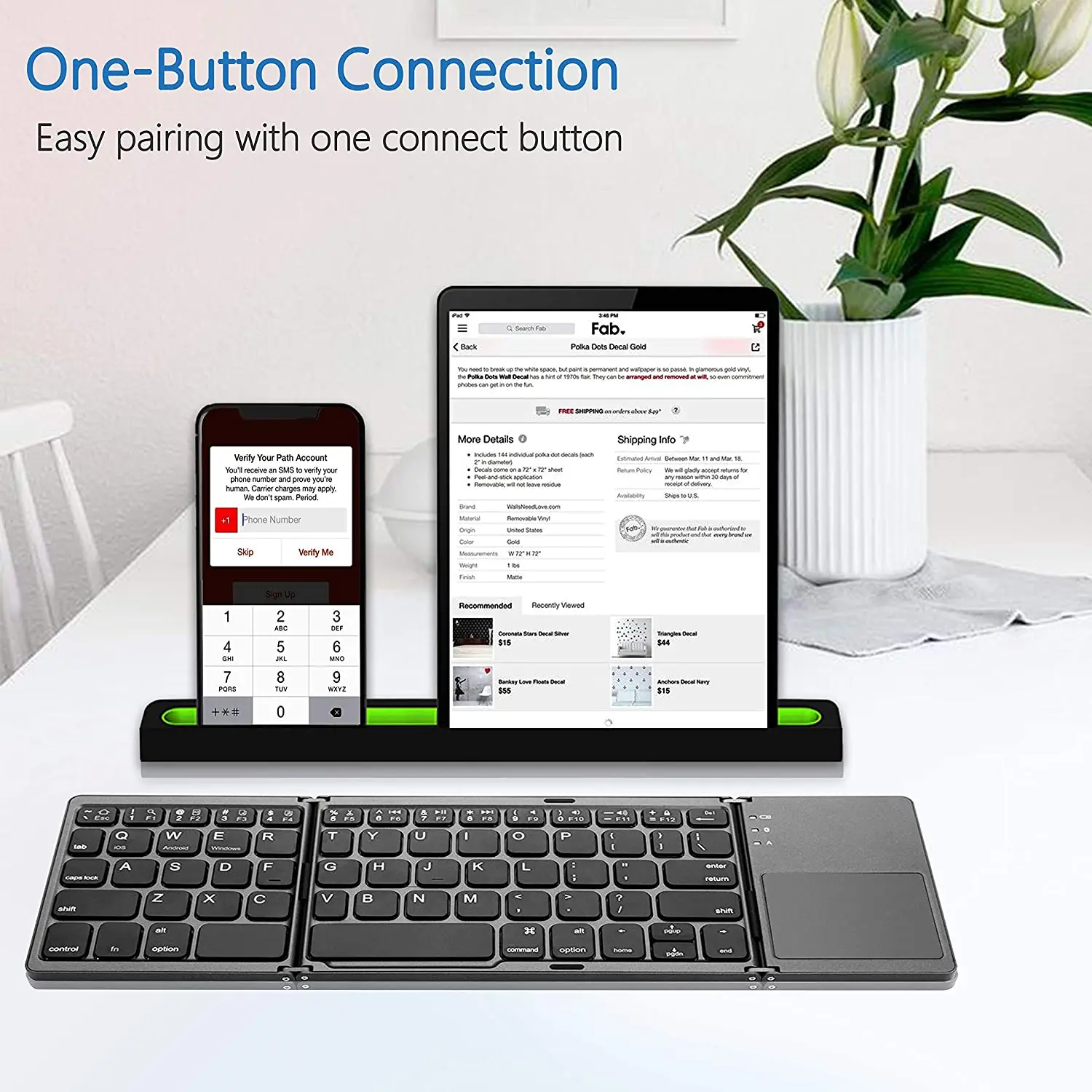 Three Foldable Touchpad Blue Tooth Keyboard for Ipad 3 Case