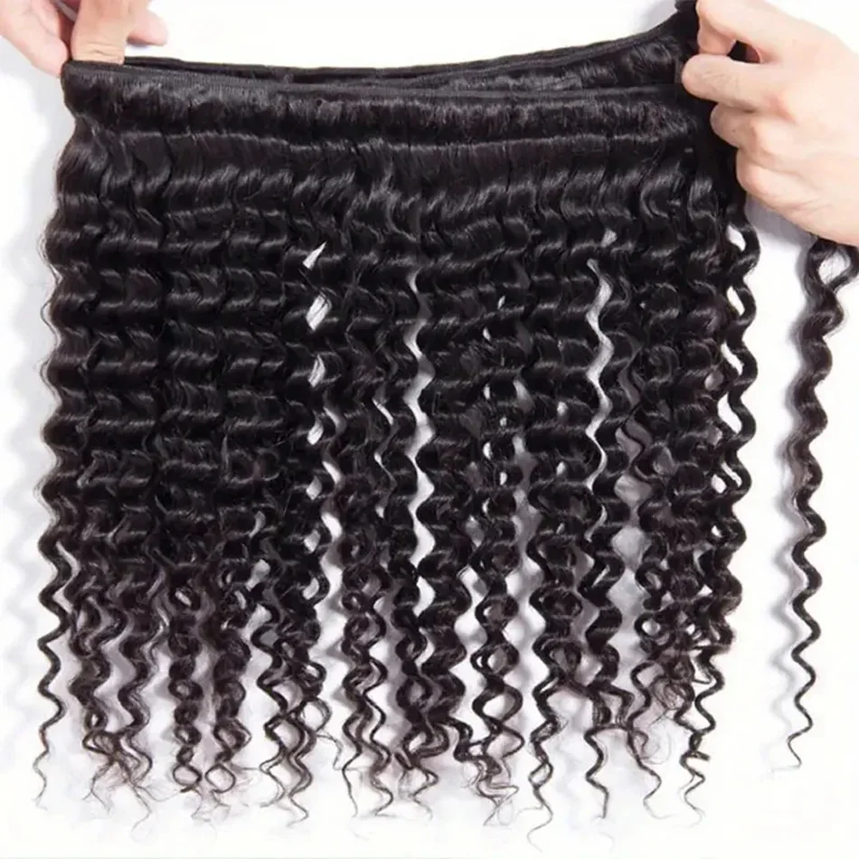 Brasiliano Remy Capelli Umani Ondulati Profondi Bundles 1/3pz Colore Nero Naturale Donne_voghion.com