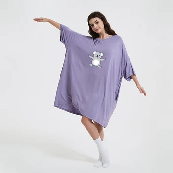 China Factory Oversized Bamboo Sleep Tee Plus Size Womens Bamboo Sleepwear Sleep Dress Adult Summer Bamboo Pajamas Manufacturer