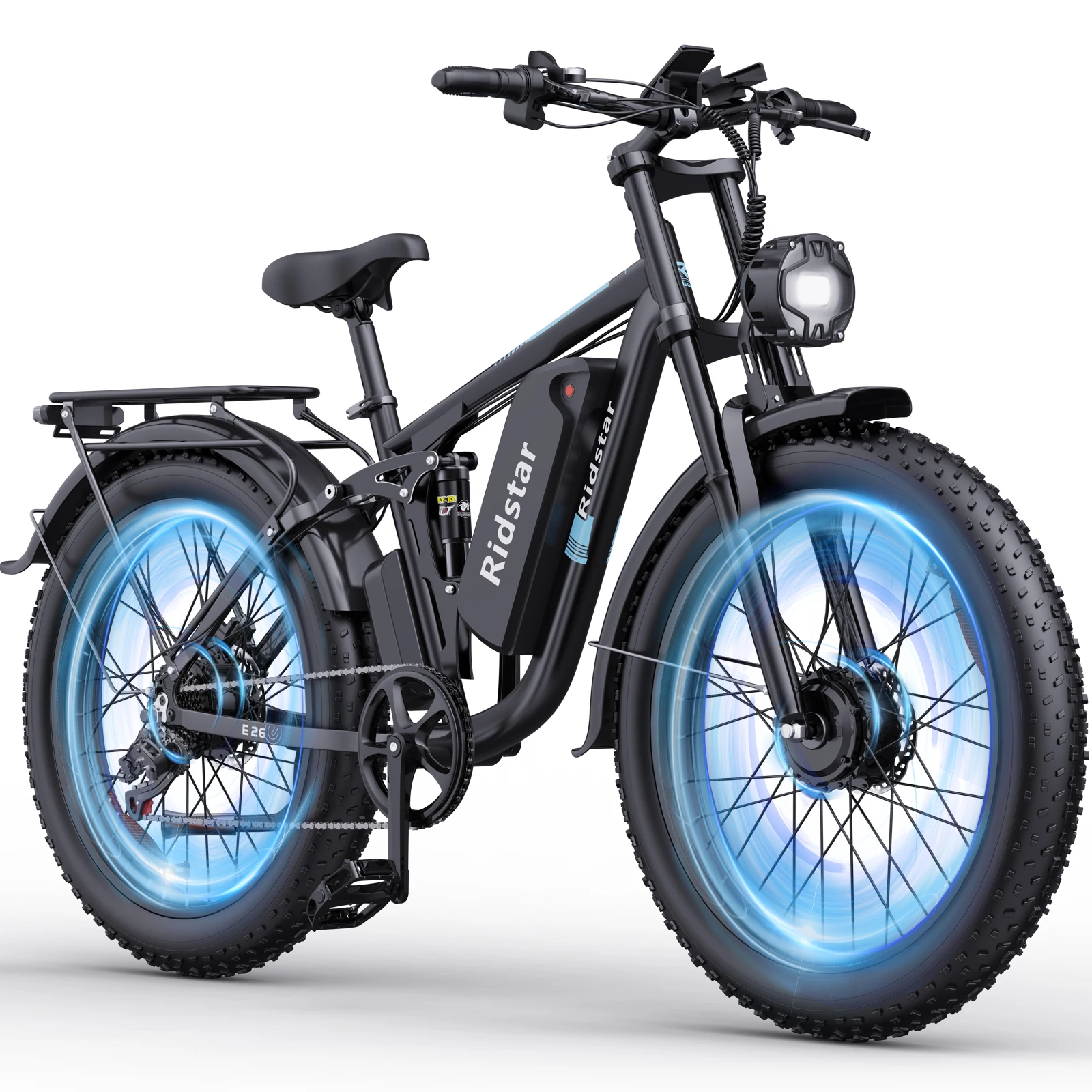 electric star power bicycles Ridstar E26Pro 48V 23Ah Dual Motors Electric Mountain Dirt Bike Lithium  Battery Fat Tire Electric Bicycle E Bike for Adults