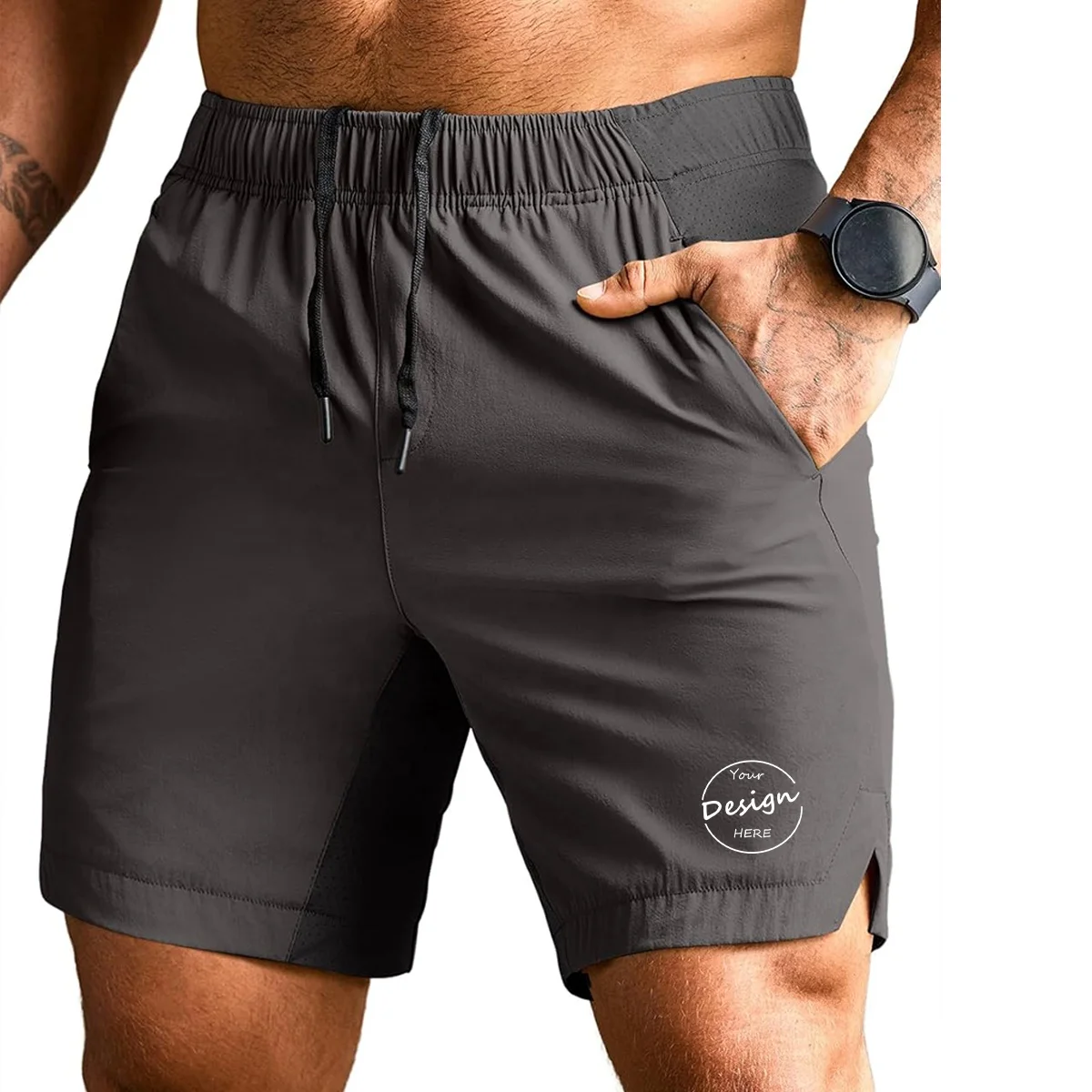 JL1104A Wholesale Solid 2 In1 Running Shorts Men Double-deck Quick Dry Gym Training Sport Short Pants