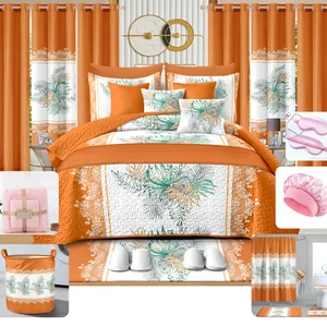 Luxury 30 Piece king Size  Quality Quilt Set with Curtains Luxury Bedroom Bedding Sets