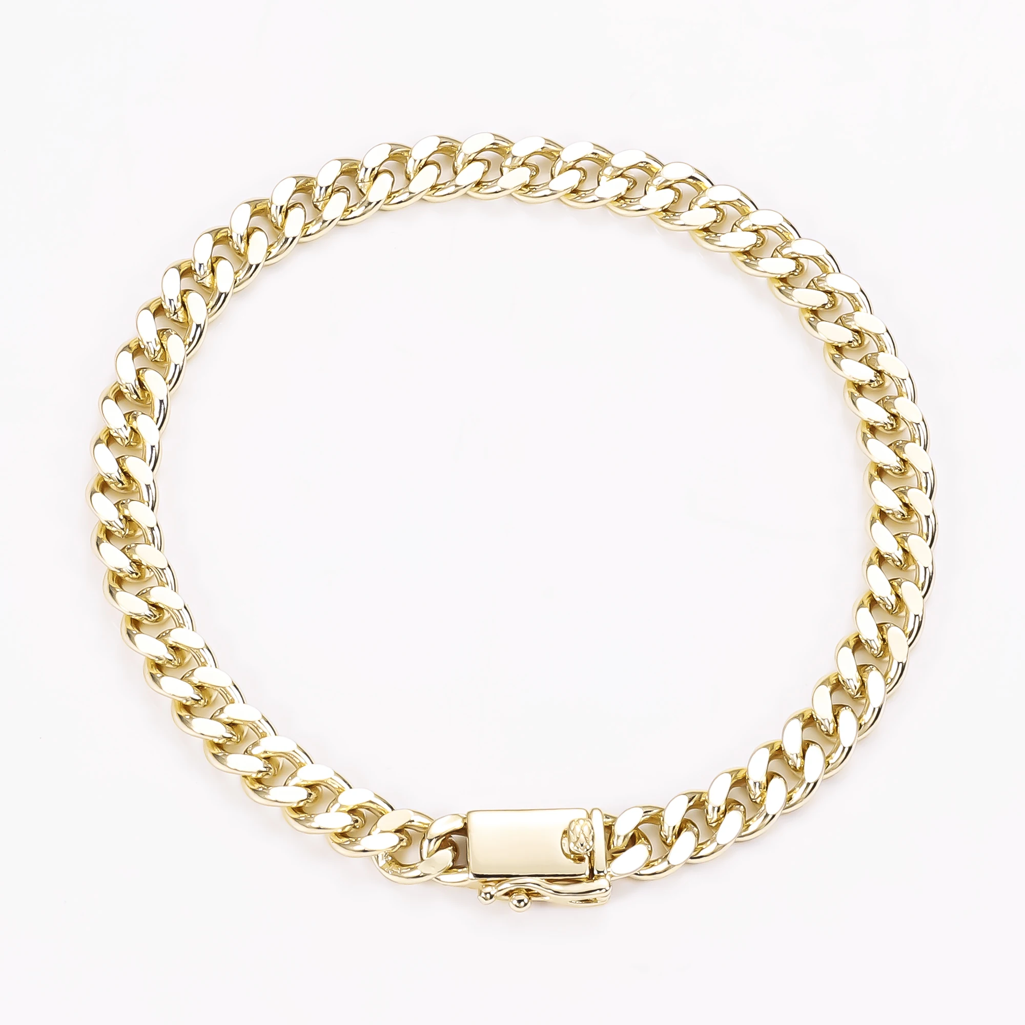 14K Real Gold Plated Pulsera Hombre Chunky Diamond Cut Links Rock Bracelet Miami Hiphop Cuban Link Bracelet for Men