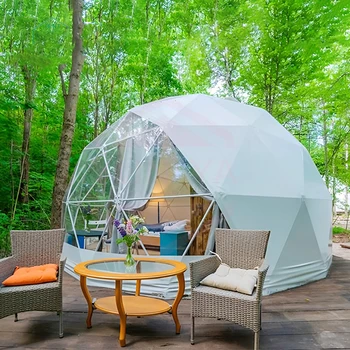 2024 Hot Selling Four Season Family Vacation Leisure Domos Resort Glamping Hotel Dome Tent with Bathroom for 4 Person