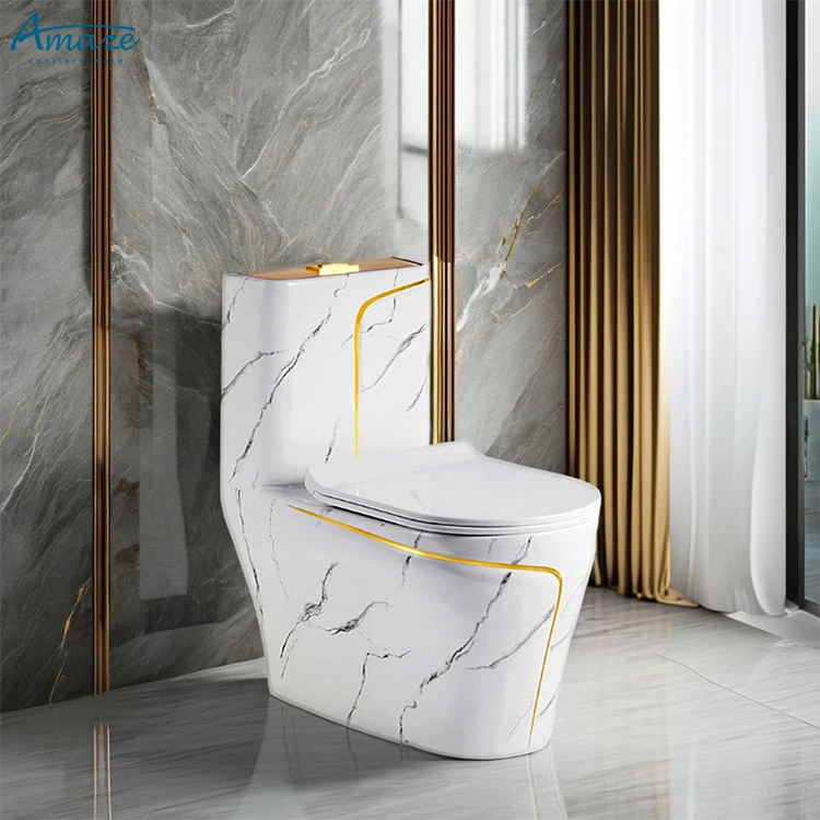 Stone design bathroom sanitary ware water closet set toilet bowl commode rimless flush one piece ceramic white marble toilet details