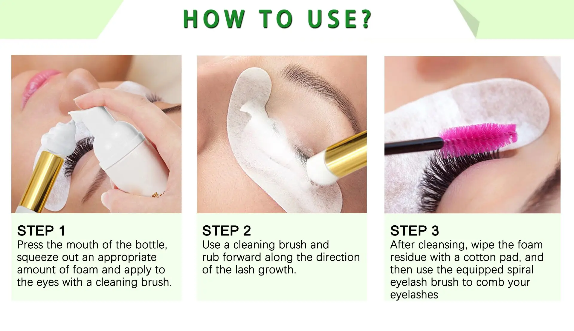 Green Natural Lash Shampoo Private Label Oil Free Lash Shampoo Kit100