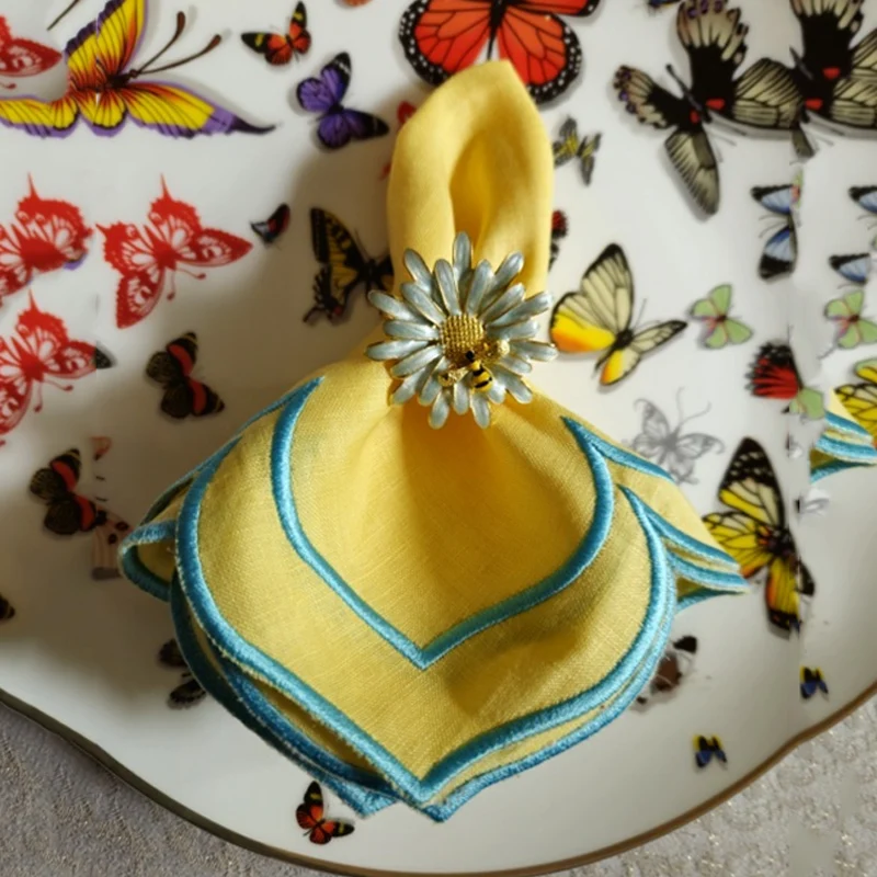 Personalized Beverage Monogrammed Linen Napkins Hemstitched Cocktail