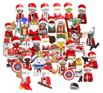 2024News Christmas Gift Building Blocks Mini New Year Santa Gingerbread Man Figure Assembled Toy Collector Model Figures Toys