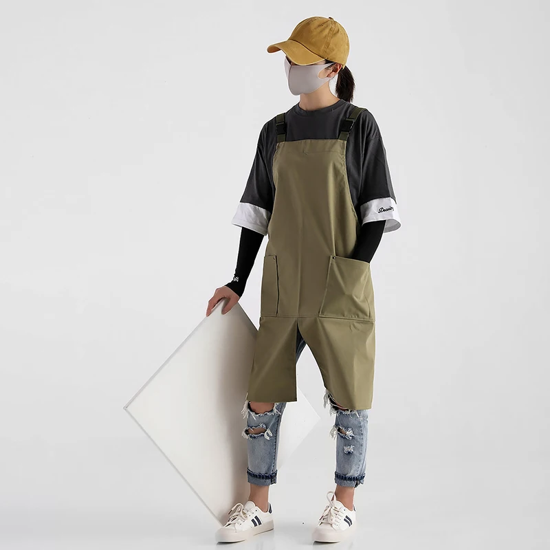 Florist Restaurant Canvas Apron Waterproof Coverall Work Clothes Bib Cotton Kitchen Printed logo Apron