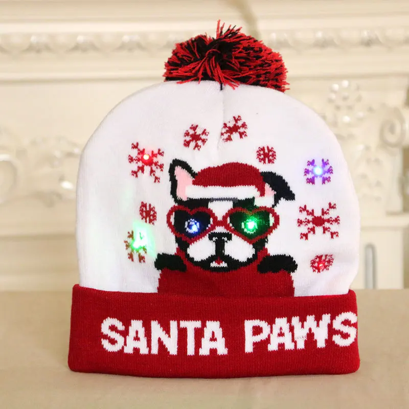 Bonnet De Noël Lumineux – 12 Modèles Avec LEDs Colorées – Taille Unique – Parfait Pour L'Hiver
