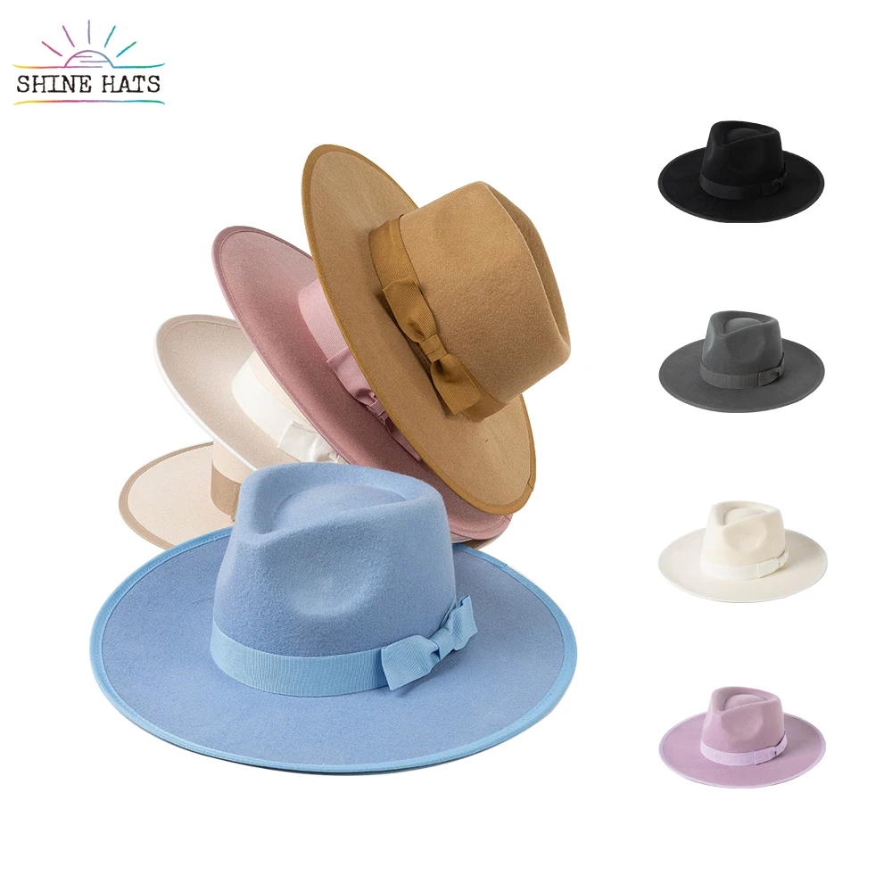 Shinehats Custom Fedora Hats Wholesale Women High Quality Wide Brim 100