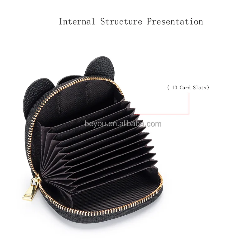 DST Inspiration High Quality Creative Cowhide Leather Elephant Lichi Grain Coin Purse Wallet Women Mini Card Holder Bag