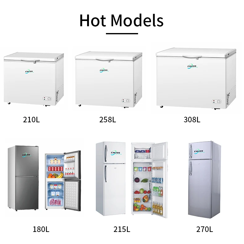 Chliss 560l 1280l Capacity Solar Chest Freezers Inverter Hybrid Refrigerators Solar Power Deep Freezer for Frozen Chicken