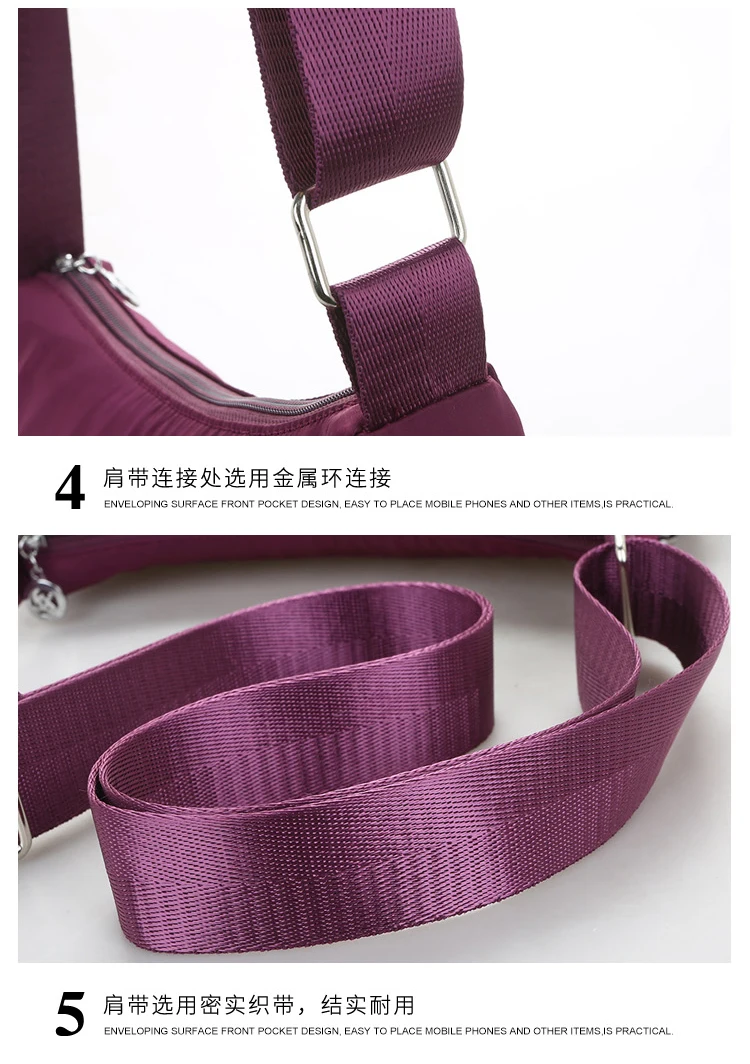 Latest Fashion Design Trends Nylon Red One Shoulder Lightweight Large Multiple Pockets Capacity