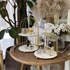 Golden birdcage set (white patterned base)
