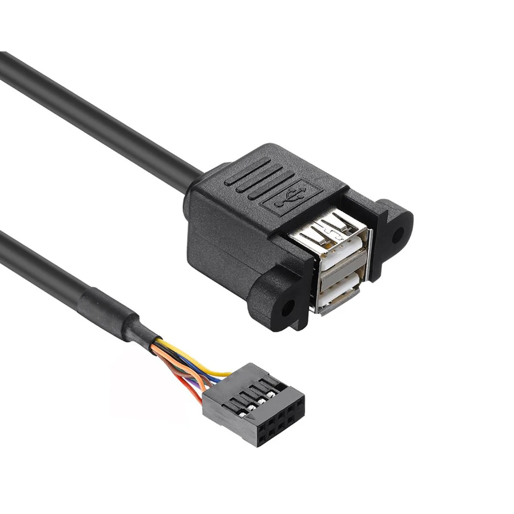 Stackable Panel Mount Dual USB 2.0 A Female to Motherboard 9 Pin Header Cable or JST terminal flying lead