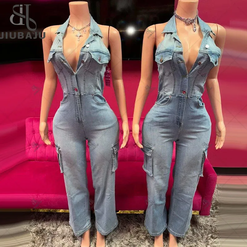 Denim Romper Tutine In Jeans Tutina Intera Corta Tuta Intera Denim