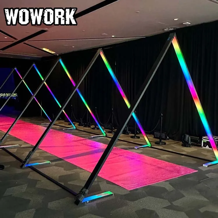 LED RGB Light up Geometry Time Neon Arch Tunnel Walkway Backdrop Stand for Wedding Party Hall Entrance Entryway Decoration Event