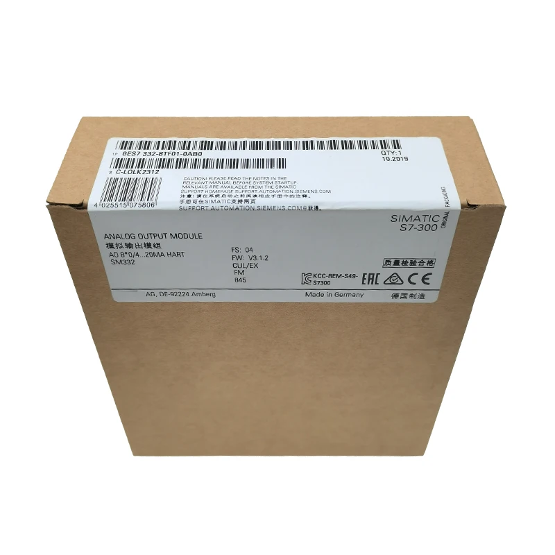 new original 6es7 332 8tf01 0ab0 6es7332 8tf01 0ab0 analog output module for siemens simatic s7 300 series it has 4 analog outputs electrical isolation high control accuracy and strong anti interference -1