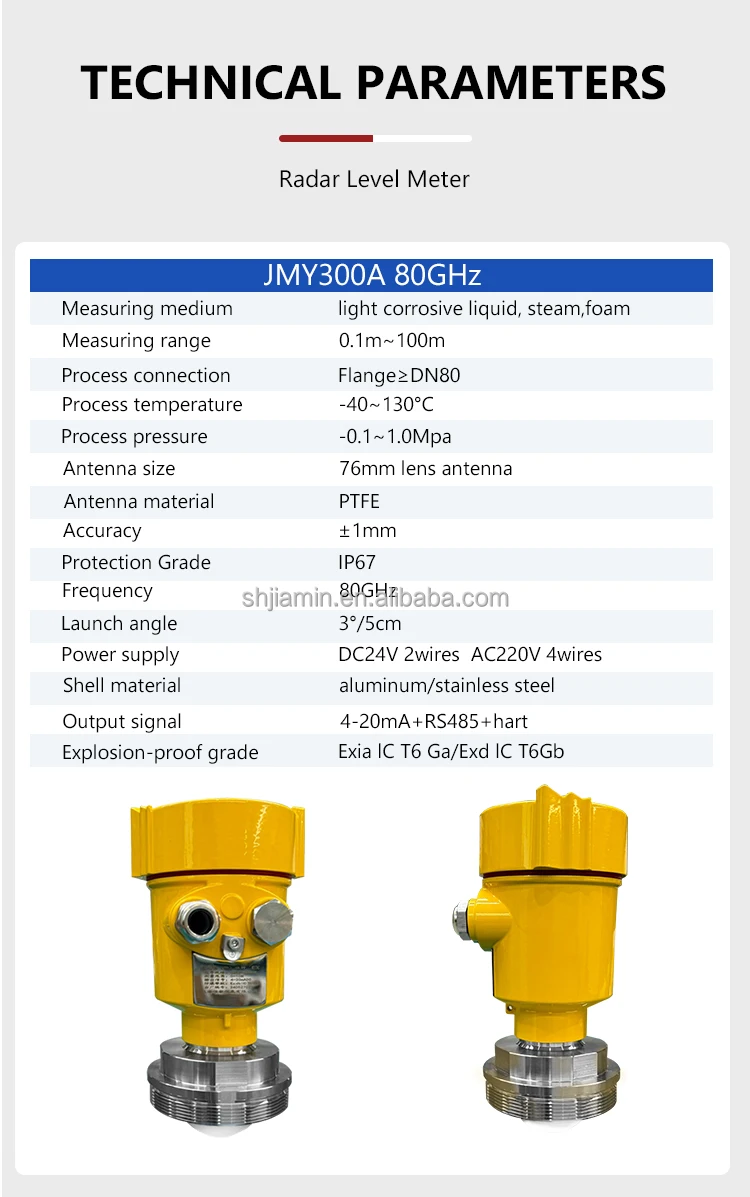 30m cement silo ash powder radar level meter sensor 4-20ma 80g high frequency radar level sensor solid feed silo level sensor