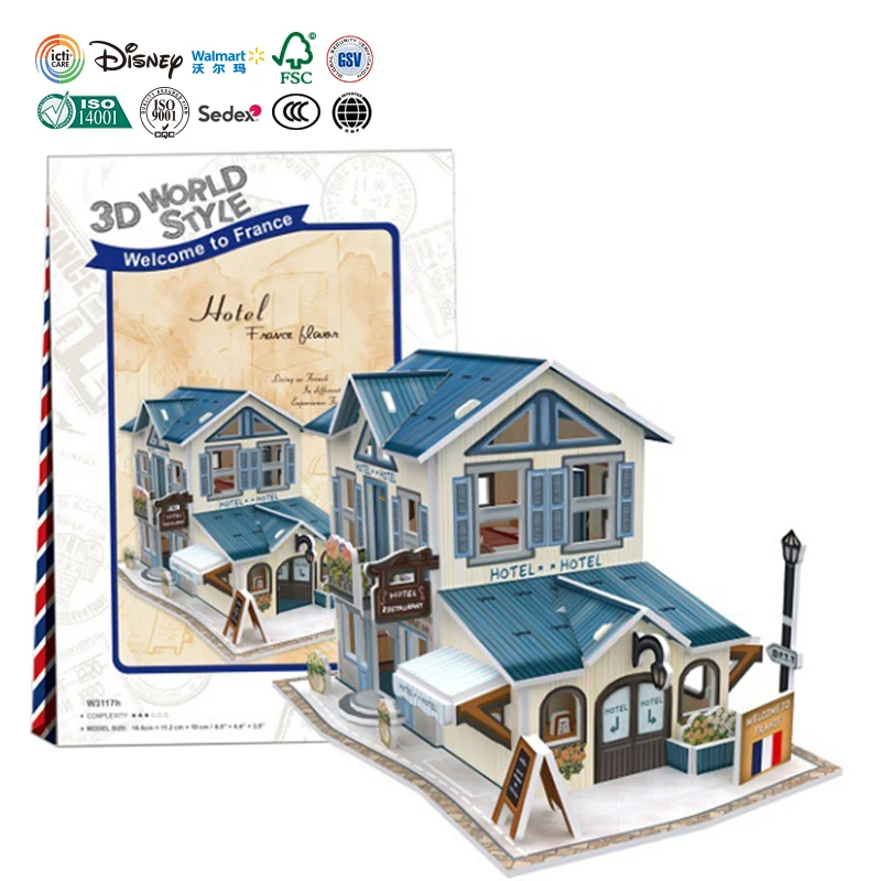 Китай OEM экологичный для печати ручной работы ремесло подарок небольшой дом мини здание DIY 3D бумага