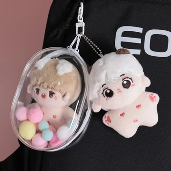 13cm PVC Doll Pouch Clear Luminous Blind Bag Clear Blind Box Bag with Keychain Transparent Color Mini Storage Toys Bags