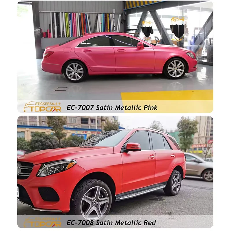 TOPCAR Color Changing PVC Body Satin Metallic Silver Car Film Wrapping Vinyl High Quality Air Bubble Free