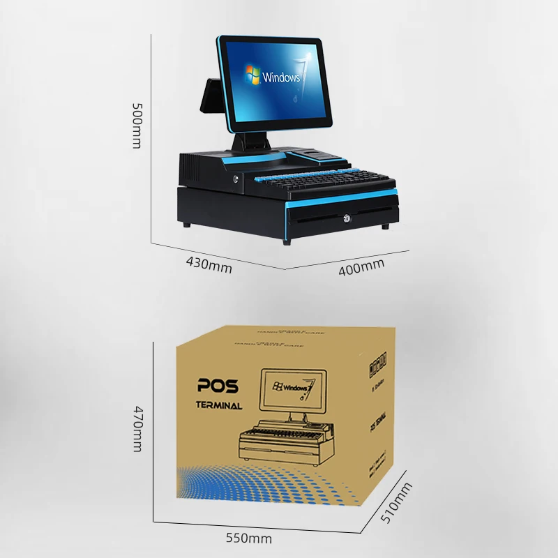 New Dual Screen Pos Cash Register Led 8 Numbers Display Pos System For